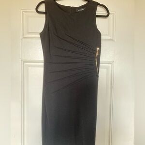 Ivanka Trump Black Midi Dress with Gold Accent